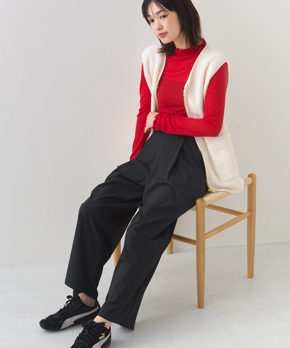 【OMNES】ボア深Vネックジップアップベスト【253W427OMN022】