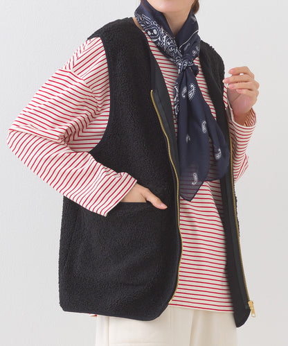 【OMNES】ボア深Vネックジップアップベスト【253W427OMN022】