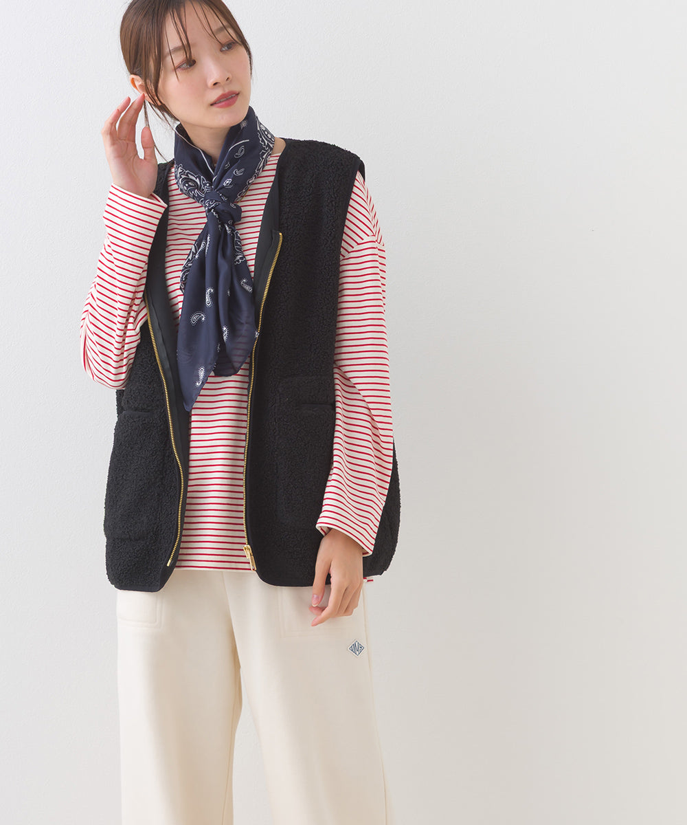 【OMNES】ボア深Vネックジップアップベスト【253W427OMN022】