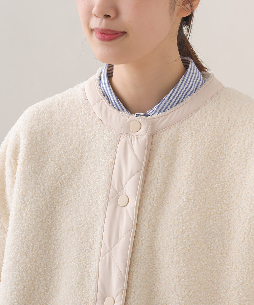 【OMNES】ボアオーバーサイズ スナップボタンブルゾンジャケット【253W427OMN023】