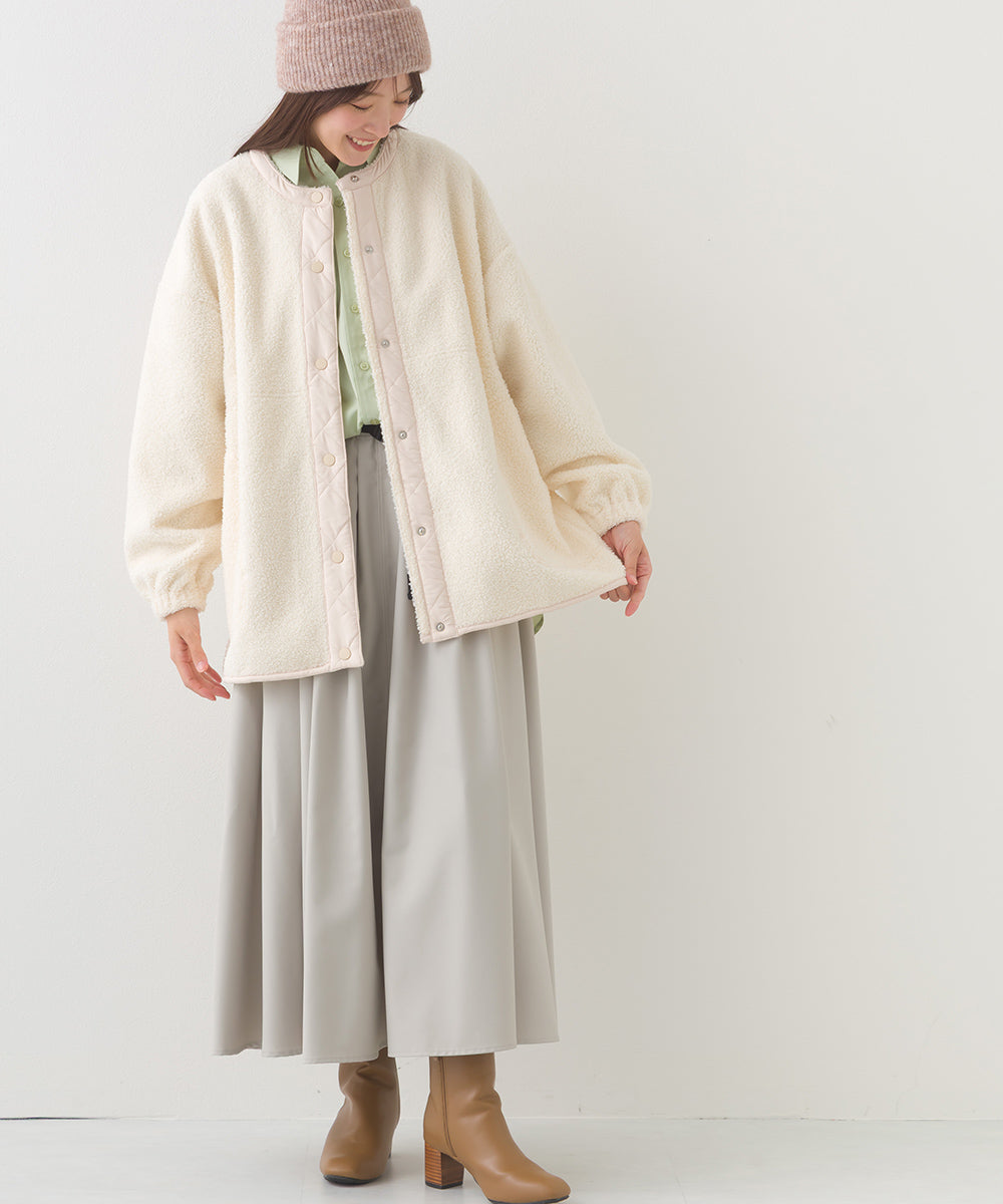 【OMNES】ボアオーバーサイズ スナップボタンブルゾンジャケット【253W427OMN023】