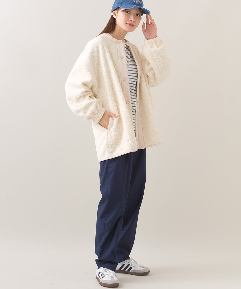 OMNES】ボアオーバーサイズ スナップボタンブルゾンジャケット