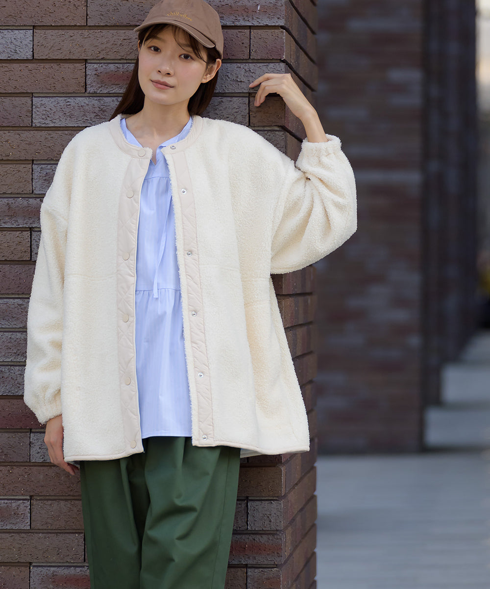 【OMNES】ボアオーバーサイズ スナップボタンブルゾンジャケット【253W427OMN023】