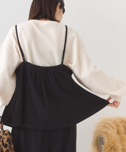 【OMNES】フェルトキャミソール＆ワイドパンツ 2WAYセットアップ【253W427OMN025】