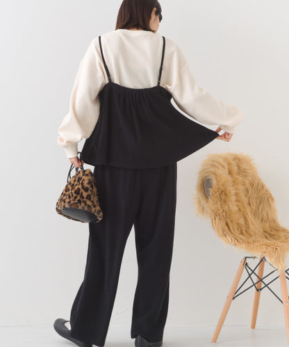【OMNES】フェルトキャミソール＆ワイドパンツ 2WAYセットアップ【253W427OMN025】