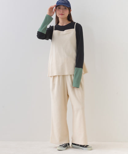 【OMNES】フェルトキャミソール＆ワイドパンツ 2WAYセットアップ【253W427OMN025】