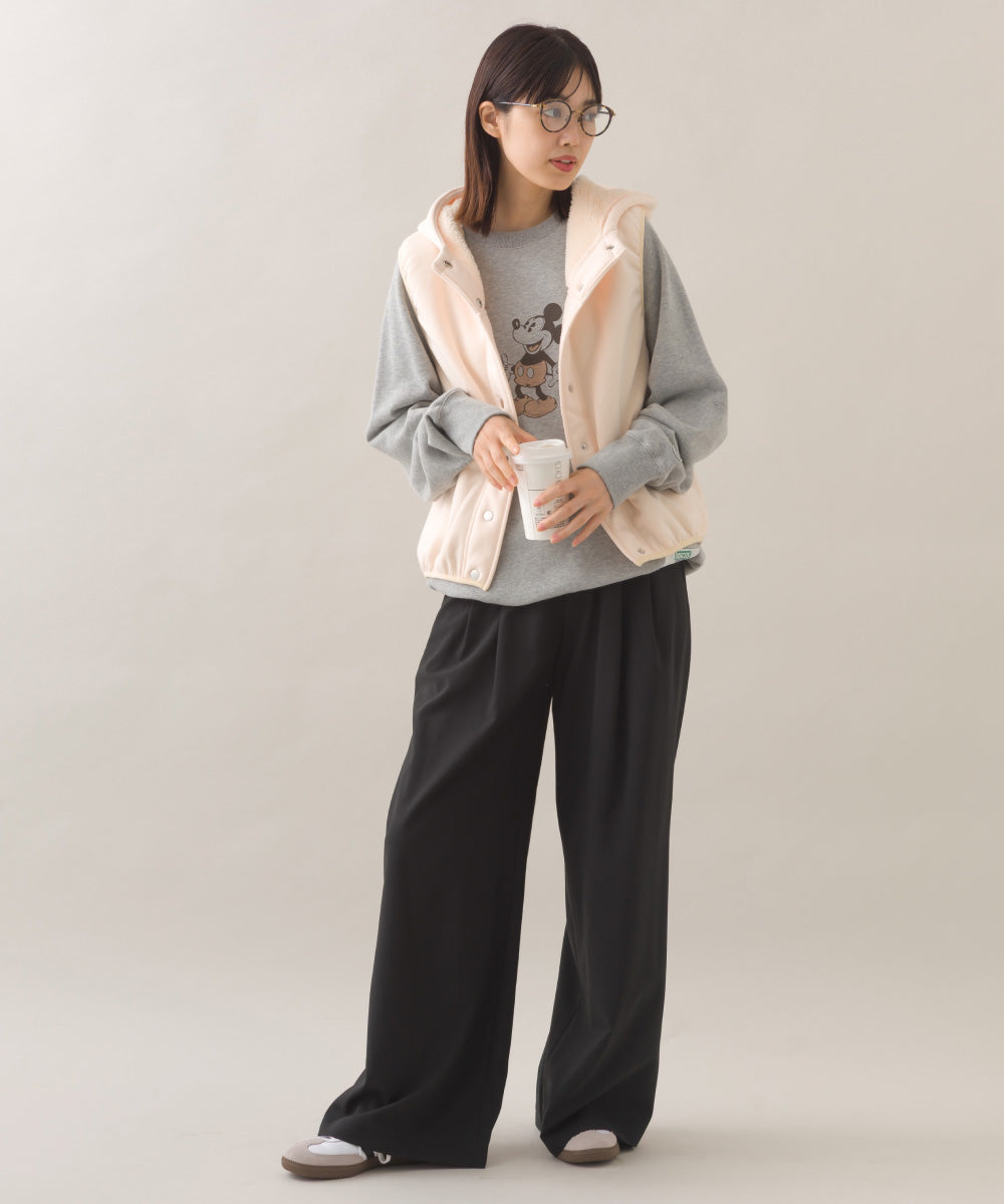 【OMNES】裏起毛ボンディングボタンショート丈フードベスト【253W427OMN030】