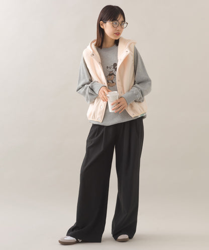 【OMNES】裏起毛ボンディングボタンショート丈フードベスト【253W427OMN030】