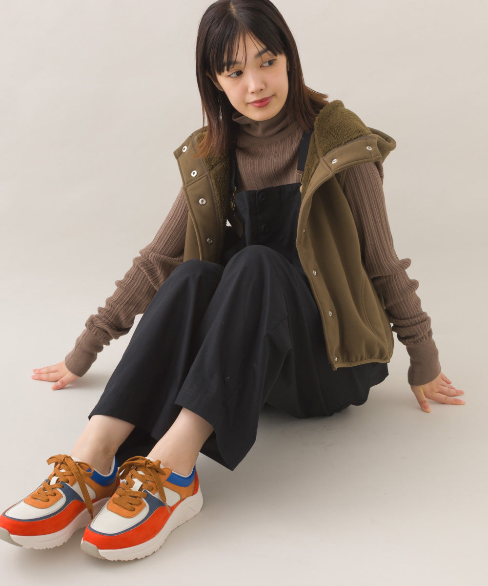 【OMNES】裏起毛ボンディングボタンショート丈フードベスト【253W427OMN030】