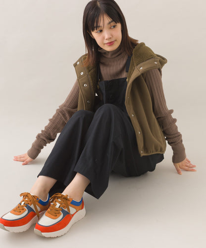 【OMNES】裏起毛ボンディングボタンショート丈フードベスト【253W427OMN030】