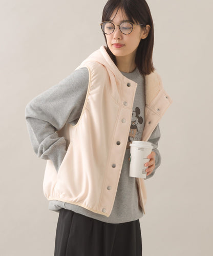 【OMNES】裏起毛ボンディングボタンショート丈フードベスト【253W427OMN030】