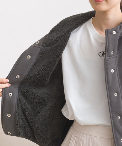 【OMNES】裏起毛ボンディングボタンショート丈フードベスト【253W427OMN030】
