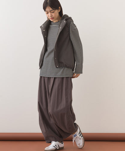 【OMNES】裏起毛ボンディングボタンショート丈フードベスト【253W427OMN030】