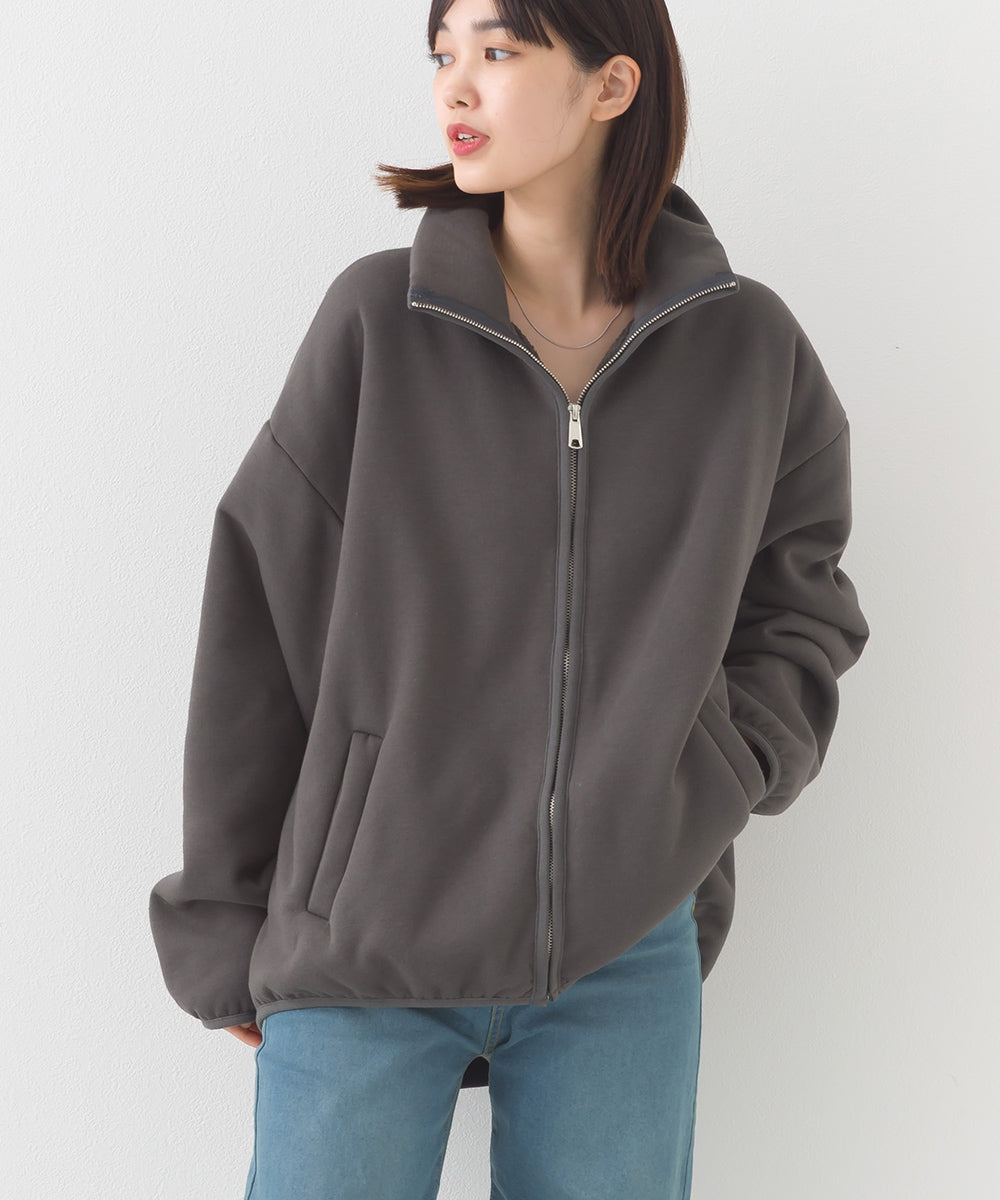 【OMNES】裏起毛ボンディング スタンドジップオーバーサイズブルゾン【253W427OMN031】
