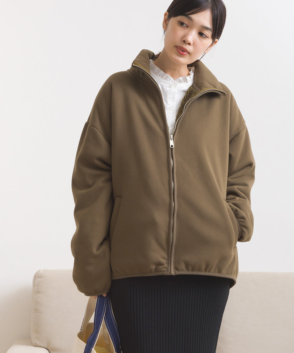 OMNES】裏起毛ボンディング スタンドジップオーバーサイズブルゾン