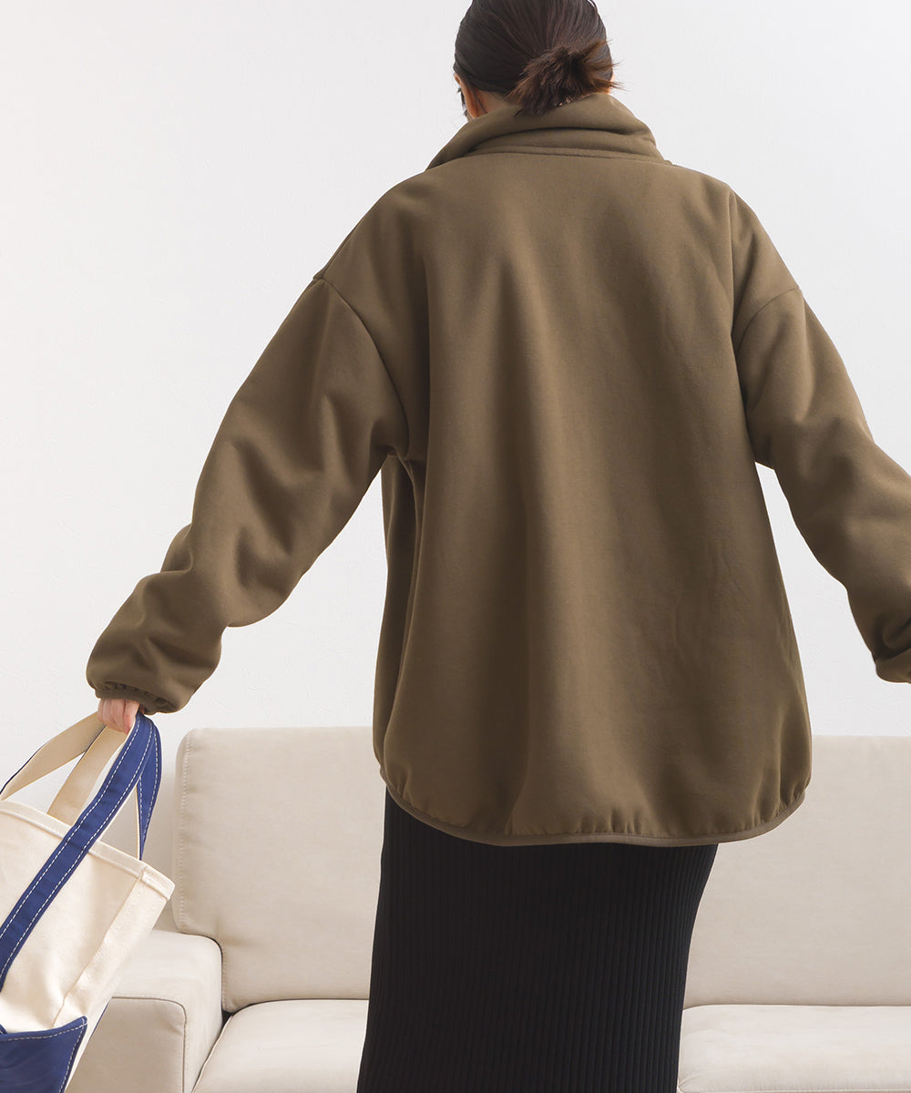 【OMNES】裏起毛ボンディング スタンドジップオーバーサイズブルゾン【253W427OMN031】