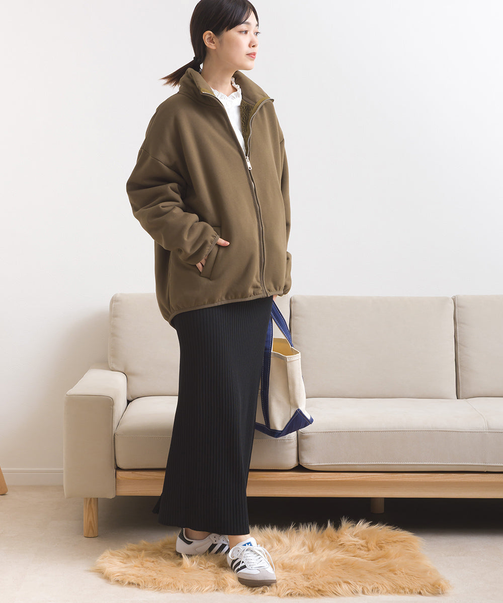 【OMNES】裏起毛ボンディング スタンドジップオーバーサイズブルゾン【253W427OMN031】