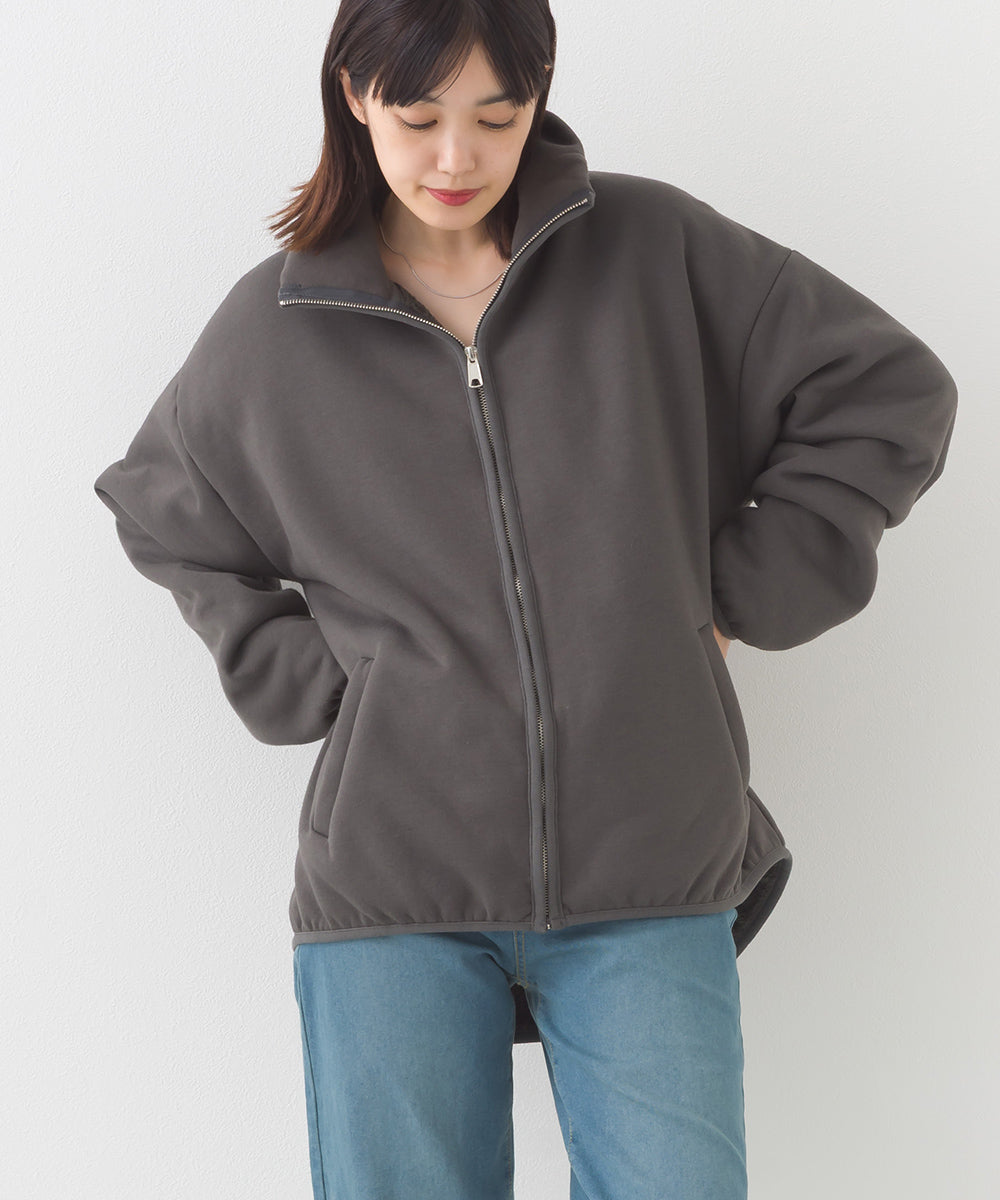 【OMNES】裏起毛ボンディング スタンドジップオーバーサイズブルゾン【253W427OMN031】