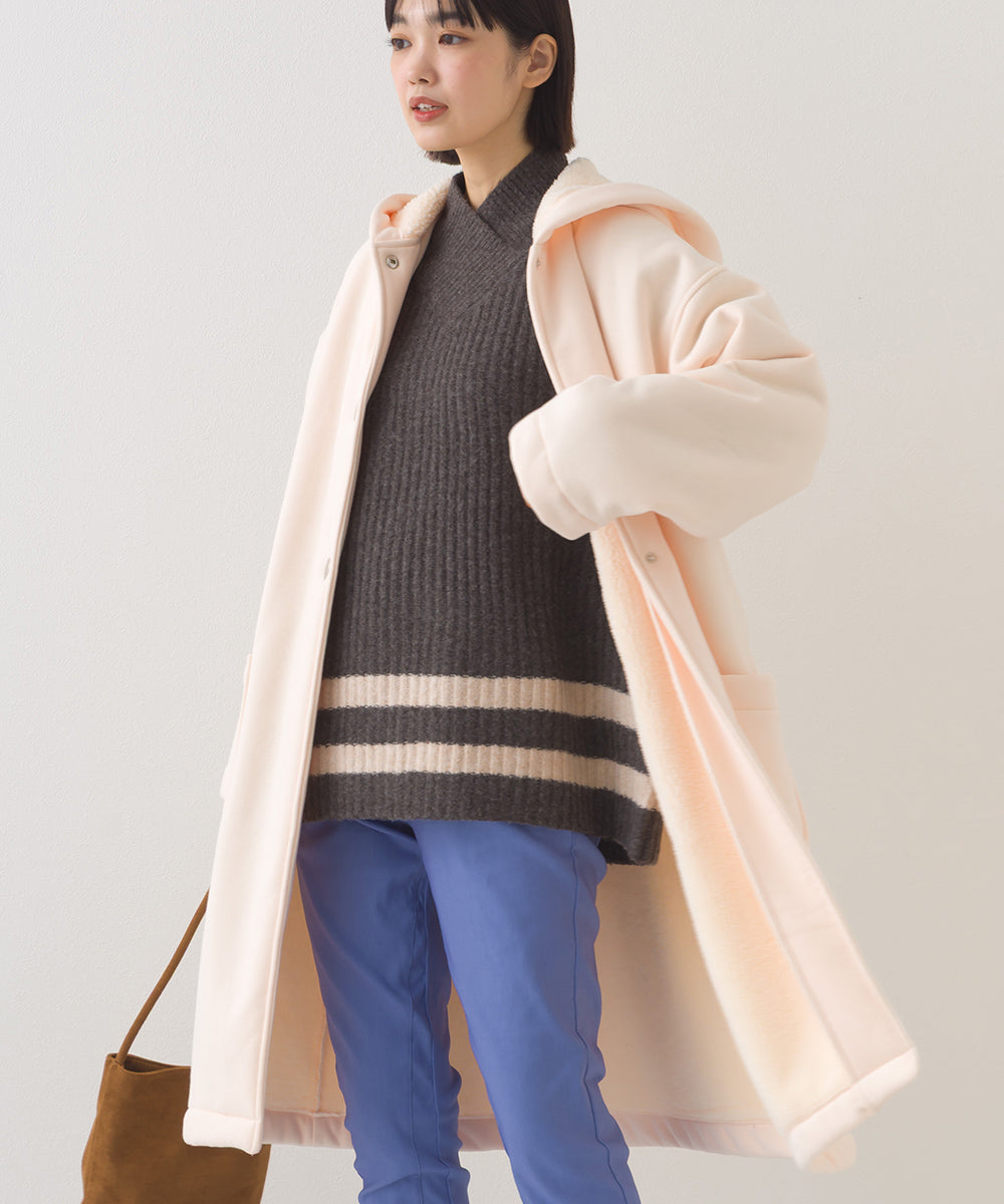 【OMNES】裏起毛ボンディングボタンフードコートアウター【253W427OMN032】