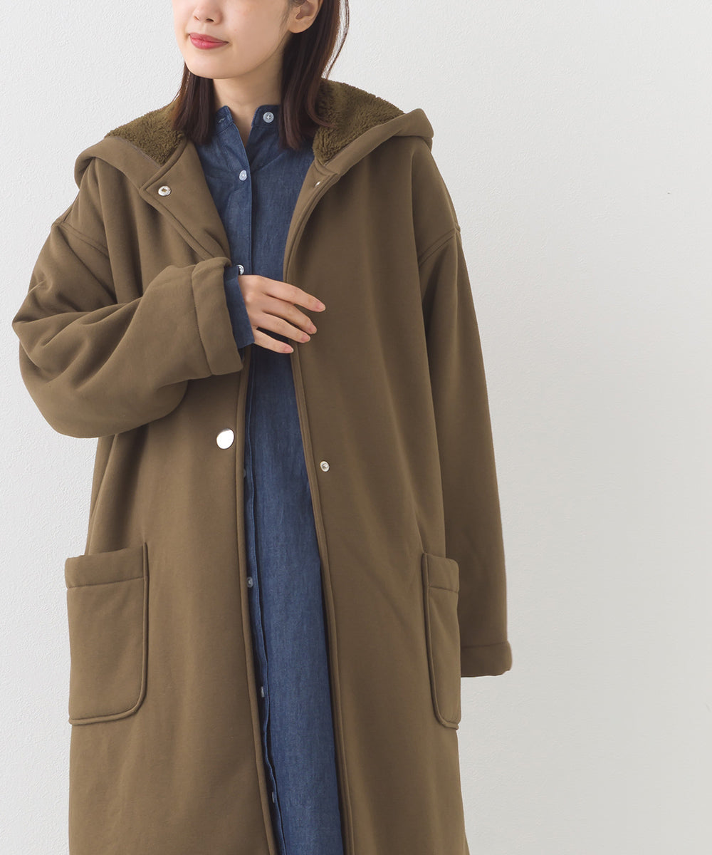 【OMNES】裏起毛ボンディングボタンフードコートアウター【253W427OMN032】