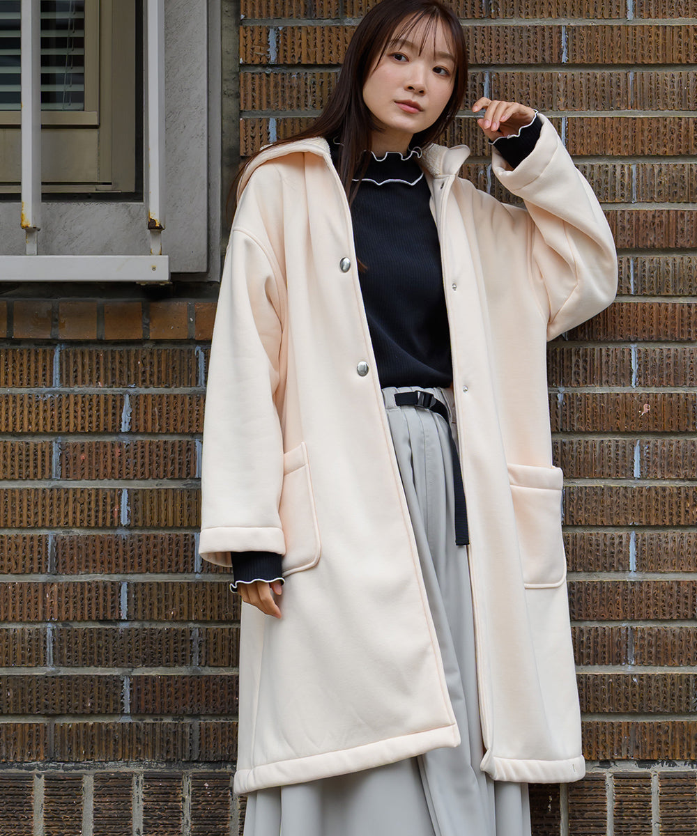 【OMNES】裏起毛ボンディングボタンフードコートアウター【253W427OMN032】