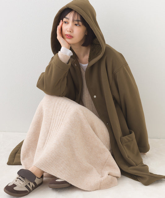 【OMNES】裏起毛ボンディングボタンフードコートアウター【253W427OMN032】