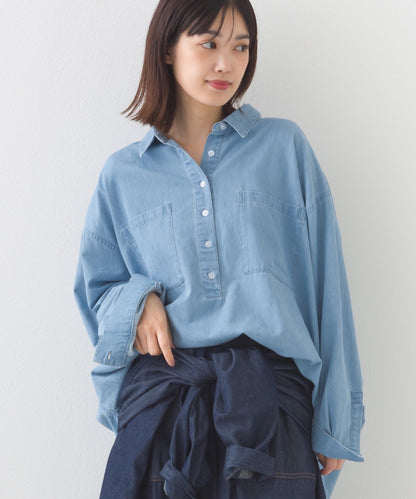 【OMNES】シャンブレーレギュラーカラープルオーバーシャツ【253W427OMN033】