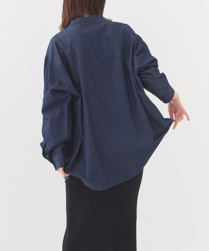【OMNES】シャンブレーヨーク切替バンドカラー長袖シャツ【253W427OMN034】