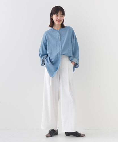 【OMNES】シャンブレーヨーク切替バンドカラー長袖シャツ【253W427OMN034】