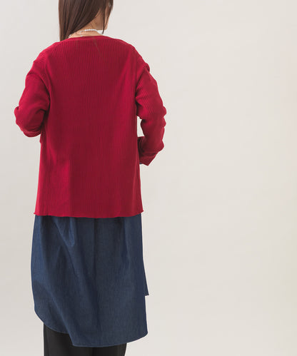 【OMNES】シャンブレーバンドカラー裾ラウンドロングシャツワンピース【253W427OMN035】