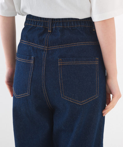 【OMNES】12oz ウォッシュ加工ハイウエストルーズワイドデニムパンツ【253W427OMN037】