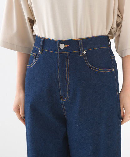 【OMNES】12oz ウォッシュ加工ハイウエストバルーンデニムパンツ【253W427OMN039】