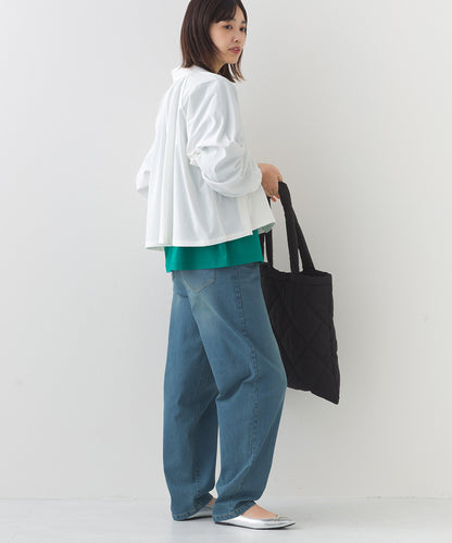 【OMNES】12oz ウォッシュ加工ハイウエストバルーンデニムパンツ【253W427OMN039】