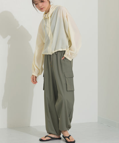 【OMNES】リップストップ裾ドロストカーゴワークパンツ【253W427OMN045】