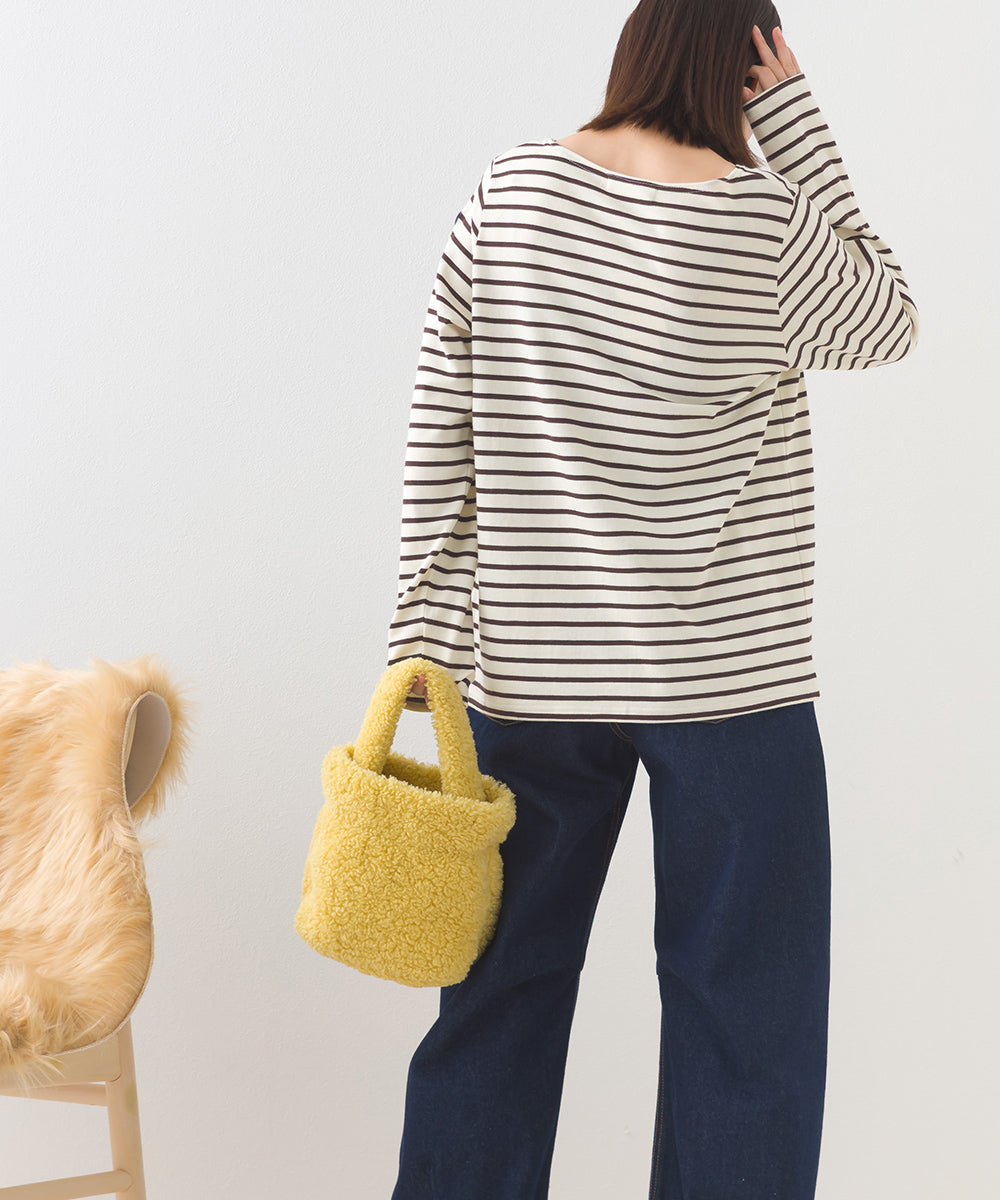 【OMNES】コットン長袖ボーダーTシャツ【253W427OMN048】