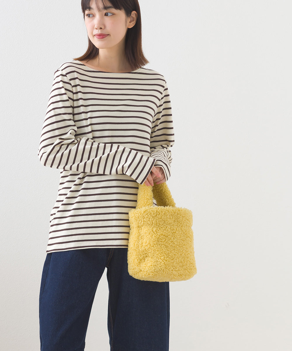 【OMNES】コットン長袖ボーダーTシャツ【253W427OMN048】