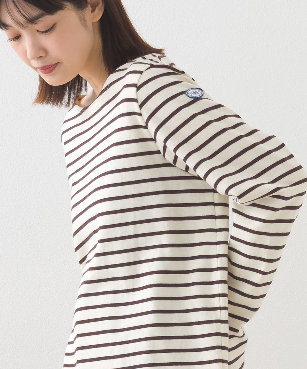 【OMNES】コットン長袖ボーダーTシャツ【253W427OMN048】
