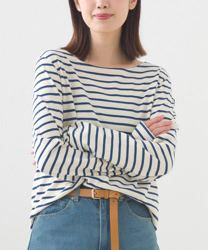 【OMNES】コットン長袖ボーダーTシャツ【253W427OMN048】