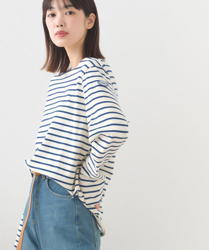 【OMNES】コットン長袖ボーダーTシャツ【253W427OMN048】