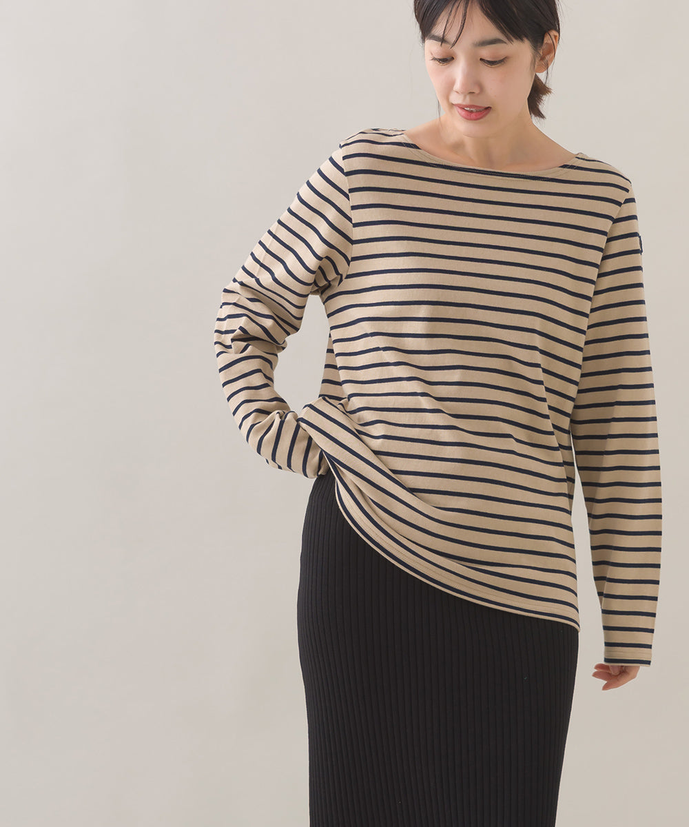 【OMNES】コットン長袖ボーダーTシャツ【253W427OMN048】