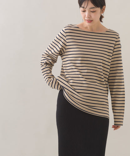 【OMNES】コットン長袖ボーダーTシャツ【253W427OMN048】