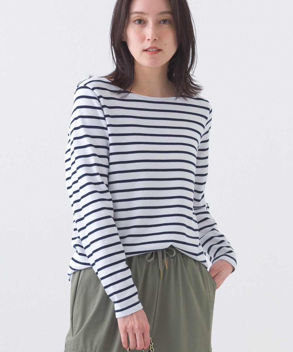 【OMNES】コットン長袖ボーダーTシャツ【253W427OMN048】