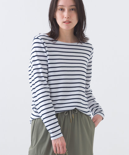 【OMNES】コットン長袖ボーダーTシャツ【253W427OMN048】