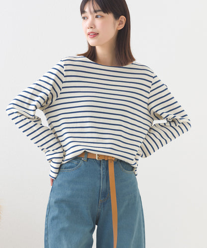 【OMNES】コットン長袖ボーダーTシャツ【253W427OMN048】