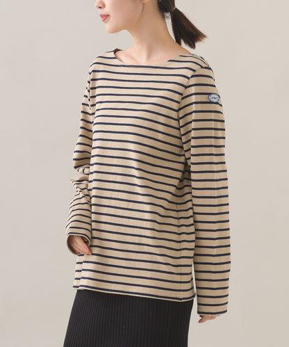 【OMNES】コットン長袖ボーダーTシャツ【253W427OMN048】