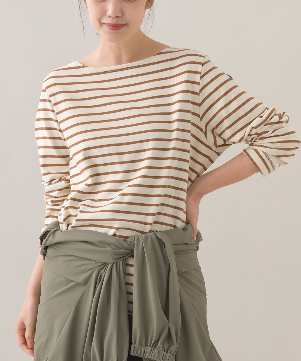 【OMNES】コットン長袖ボーダーTシャツ【253W427OMN048】