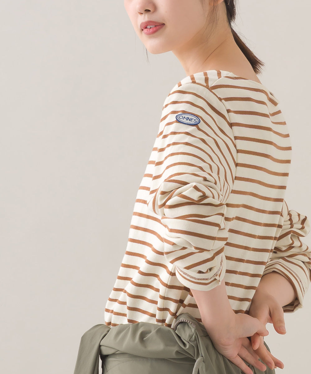 【OMNES】コットン長袖ボーダーTシャツ【253W427OMN048】