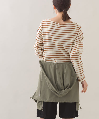 【OMNES】コットン長袖ボーダーTシャツ【253W427OMN048】