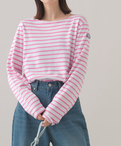 【OMNES】コットン長袖ボーダーTシャツ【253W427OMN048】