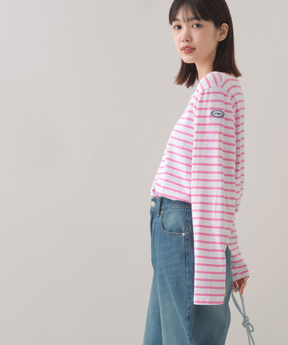 【OMNES】コットン長袖ボーダーTシャツ【253W427OMN048】